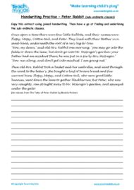 Worksheets for kids - handwriting-practise-peter-rabbit-subordinate-clauses